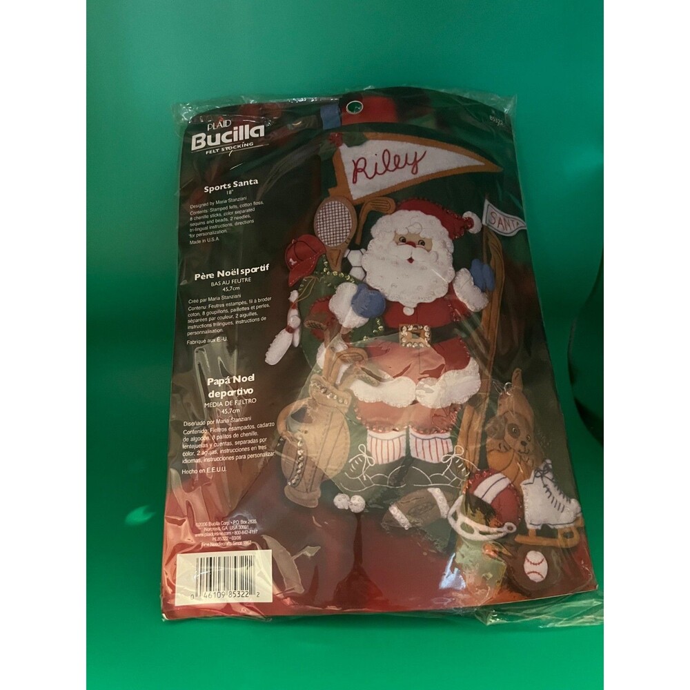 Bucilla SPORTS SANTA Stocking Kit-85322/2006 tri-lingual instructions
